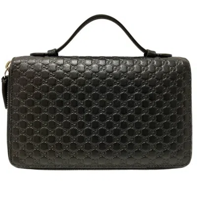 Pre-owned Gucci Black Leather Long Wallet (bi-fold) ()