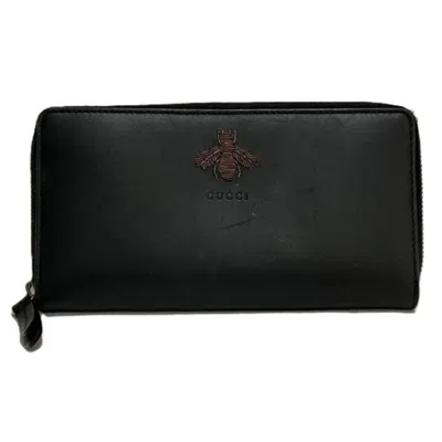 Pre-owned Gucci Black Leather Long Wallet (bi-fold) ()