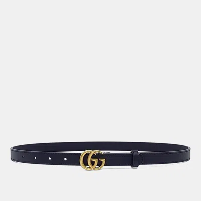 Pre-owned Gucci Black Leather Marmont Belt