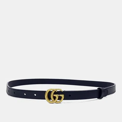 Pre-owned Gucci Black Leather Marmont Belt