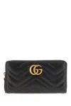 Gucci Black Leather Marmont Gg Wallet In Nero