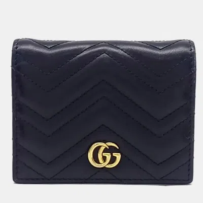 Pre-owned Gucci Black Leather Marmont Wallet