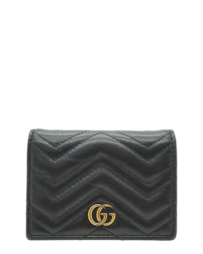 Pre-owned Gucci Black Leather Marmont Wallet (authentic Pre-loved)