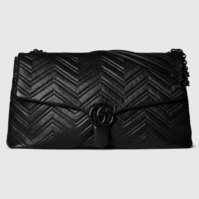Gucci Black Leather Maxi Gg Marmont Shoulder Bag
