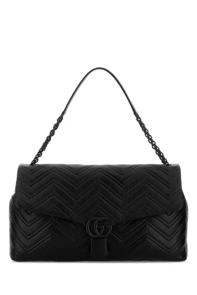Gucci Black Leather Maxi Gg Marmont Shoulder Bag