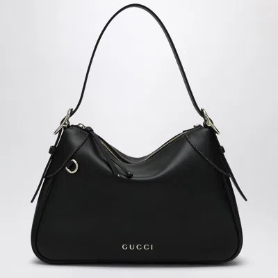 Gucci Black Leather Medium Gg Emblem Shoulder Bag