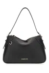 Gucci Medium Gg Emblem Buckle-detail Leather Shoulder Bag In Black