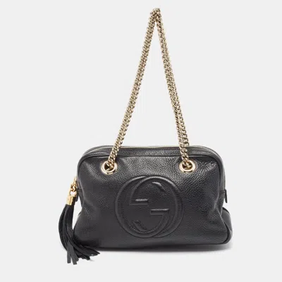 Pre-owned Gucci Black Leather Medium Soho Chain Shoulder Bag