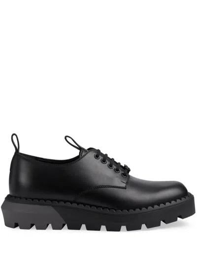 Gucci Black Leather Men's Lace-up Moccasins For Spring/summer 2024