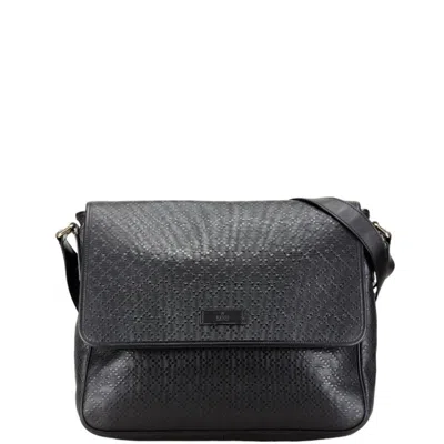Pre-owned Gucci Black Leather Messenger Bag Shoulder Bag ()