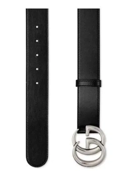 Gucci Black Leather Metal Belts