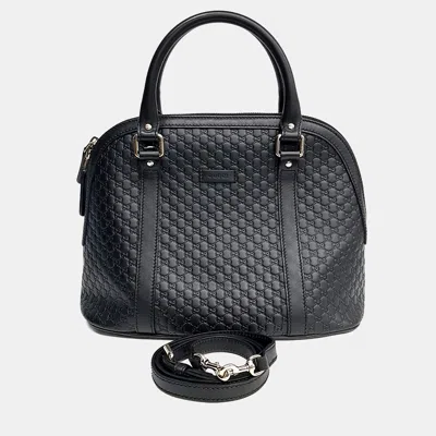 Pre-owned Gucci Black Leather Micro Cima Line Tote And Shoulder Bag