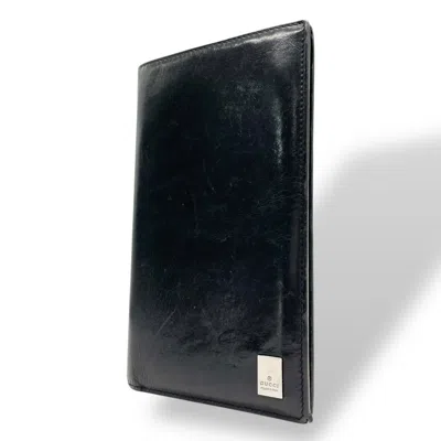 Pre-owned Gucci Black Leather Middle Wallet (bi-fold) ()