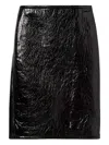 Gucci Glossy Leather Midi Skirt With Side Slit In Black
