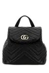 Gucci Quilted Nappa Leather Chevron Shoulder Bag With Double G Hardware In Black