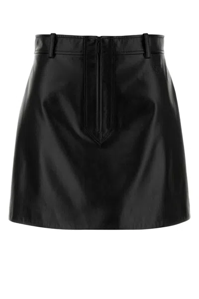 Gucci Leather Mini Skirt Featuring Belt Loops In Black