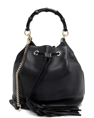 Pre-owned Gucci Black Leather Miss Bamboo Bucket Bag (authentic Pre-loved)