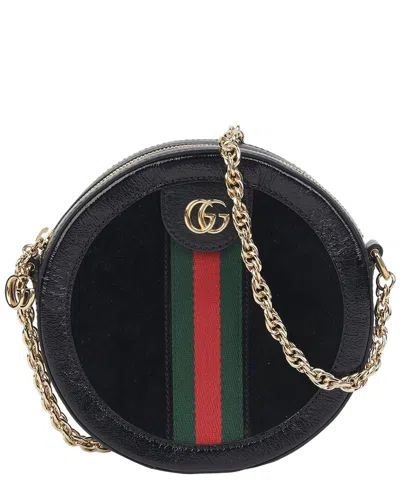 Gucci Black Leather Ophidia Round Crossbody