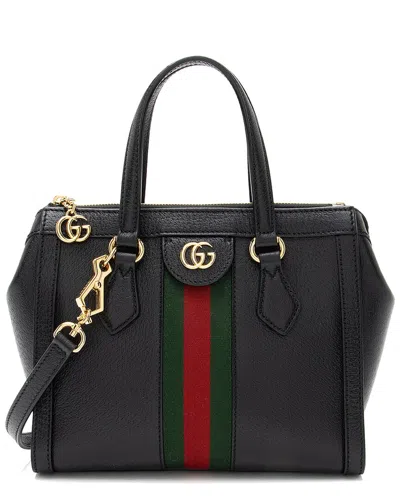 GUCCI GUCCI BLACK LEATHER OPHIDIA SMALL TOTE (AUTHENTIC PRE-LOVED)