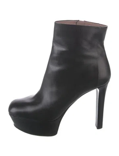 Pre-owned Gucci Black Leather Platform Ankle Boots Gg Signature Boots