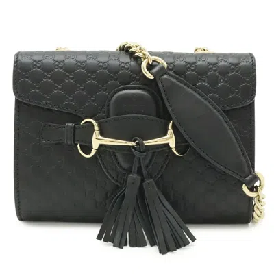 Pre-owned Gucci Black Leather Pochette Shoulder Bag ()