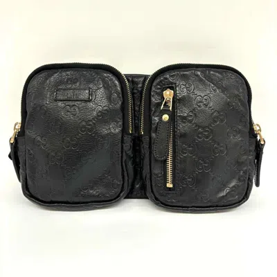 Pre-owned Gucci Black Leather Pouch Sling Bag ()