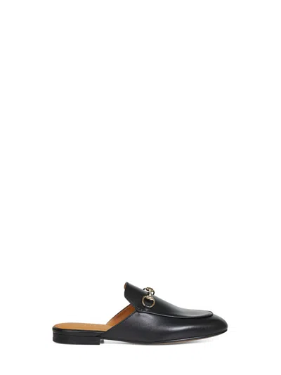 Gucci Women Black Leather Princetown Slippers