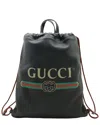 Gucci Logo Drawstring Backpack In Black