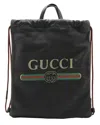 Gucci Logo Drawstring Backpack In Black