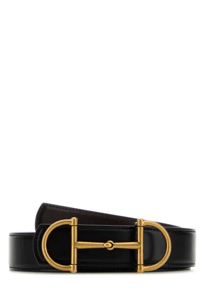 Gucci Black Leather Reversible Belt