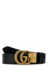 Gucci Men Black Leather Gg Marmont Reversible Belt In Black