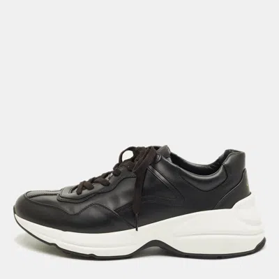 Pre-owned Gucci Black Leather Rhyton Sneakers Size 44