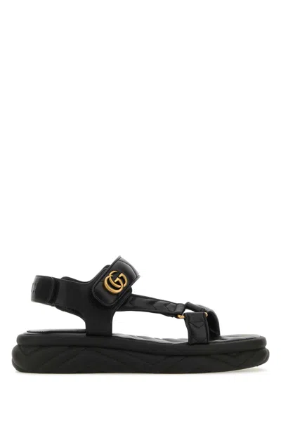 Gucci Black Leather Sandals