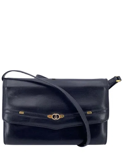 Gucci Black Leather Shoulder Bag (authentic Pre-loved) In Blue