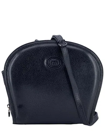 Gucci Black Leather Shoulder Bag (authentic Pre-loved) In Blue