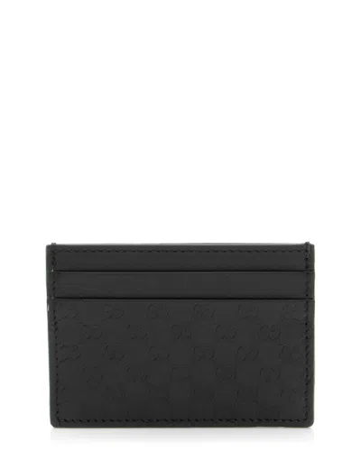 Pre-owned Gucci Black Leather Signature Card Case (authentic Pre-loved)