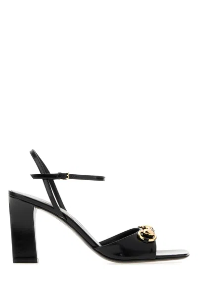 Gucci Black Leather Signora Sandals