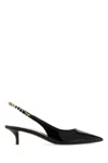 Gucci Signoria Patent Logo Chain Kitten Pumps In Black
