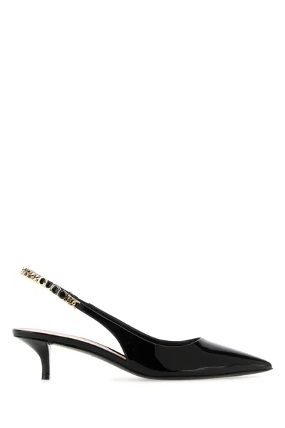 Gucci Signoria 45 Slingback Pumps In Patent Leather In Black