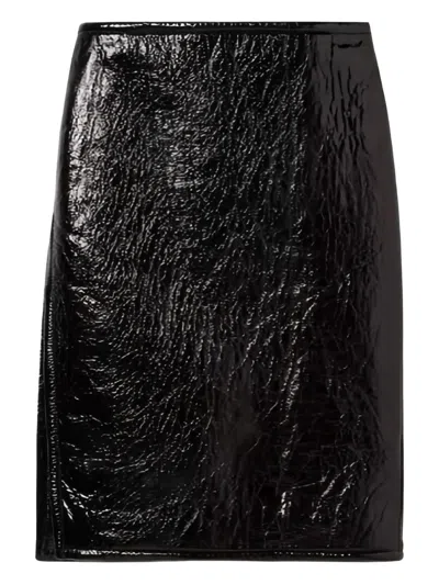 Gucci Parosh  Black Leather Skirt