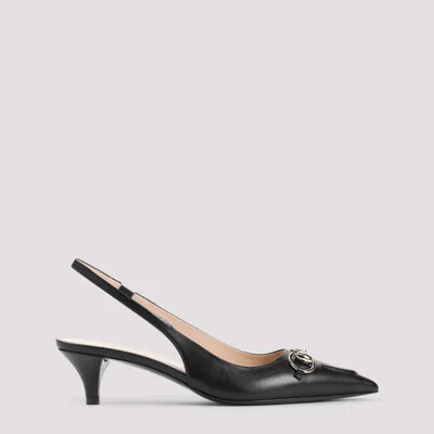 GUCCI BLACK LEATHER SLINGBACK HEELS