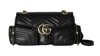 Gucci Black Leather Small Gg Marmont Shoulder Bag In Black