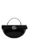 Gucci Black Half Moon Shaped Handbag With Double G Logo Plaque On The Front And Removable Shoulder S In Black