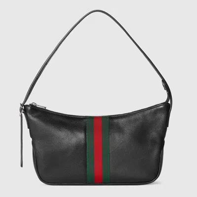 Gucci Black Leather Small Lunetta Shoulder Bag