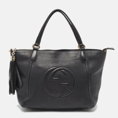 Pre-owned Gucci Black Leather Small Soho Zipped Tote