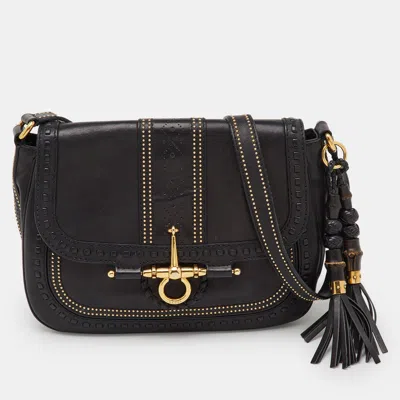 Pre-owned Gucci Black Leather Snaffle Bit Medium Shoulder Bag