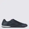 Gucci Men Black Low Top Sneakers With Web Tongue In Leather Man In Multi