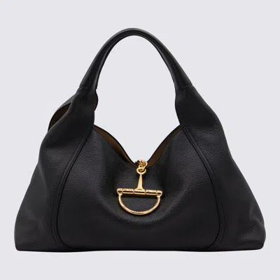 Gucci Black Leather Softbit Maxi Totes
