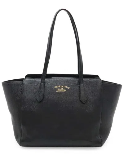 Pre-owned Gucci Black Leather Swing Tote (authentic Pre-loved)