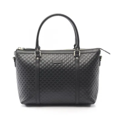 Pre-owned Gucci Black Leather Tote Bag ()
